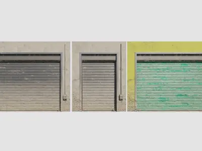 rolling shutter door shop front 4k pbr textures Low-poly 3D model