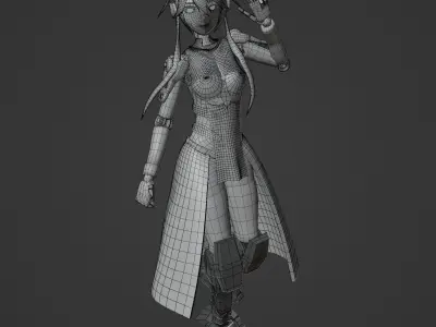 Cybernetic Anime High Poly Model - Type 01 3D model