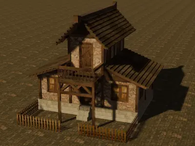 Medieval house ten 11 Low-poly 3D model
