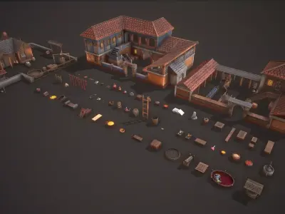 Medieval Farm House Pack Low-poly 3D model