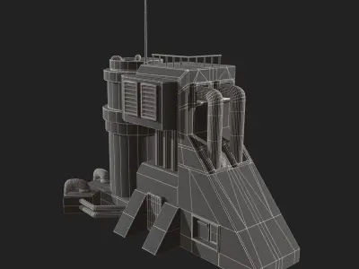 Scifi exterior station building space millitary fantasy combat Low-poly 3D model