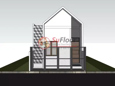 House 4x15m code 579 - Sketchup 3D model 3D model 3D model