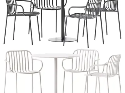 Round Dining Table by Vineko and Metis Line Armchair by TrabA 3D model