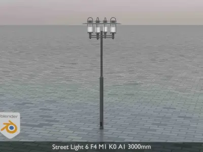 Street Light 6 F4 M1 K0 A1 3000mm  Low-poly 3D model