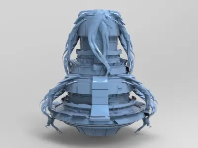 Dagon cult leader tower Low-poly 3D model