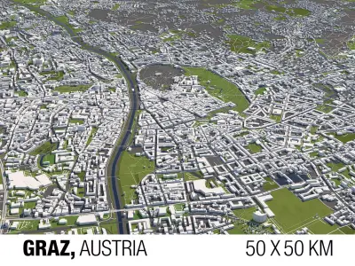 Graz Austria 50x50km 3D model