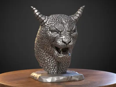 Lion dragon Headphone Stand Cyborg lion dragon Headset Stand 3D print model