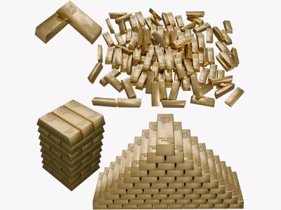 Gold Bar Low-poly 3D model