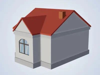 House with roof Low-poly 3D model