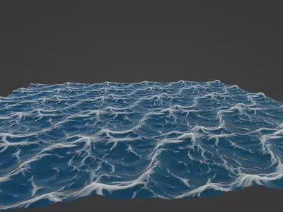 Ocean sea water waves Low-poly 3D model