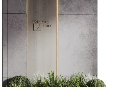 Wall with plant 09 3D model