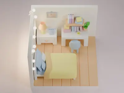Cozy room - blender Low-poly 3D model Low-poly 3D model