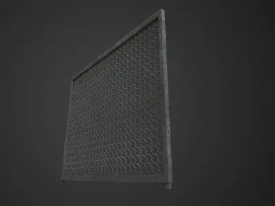 Modular Chain-Link Fence PBR Square and Round 3D model