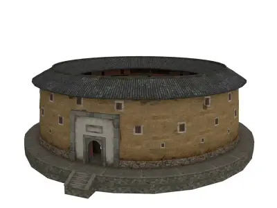 Fujian Tulou  Chinese Hakka Round Earth Building Low-poly 3D model