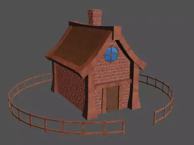 stylized medieval house 2 Low-poly 3D model