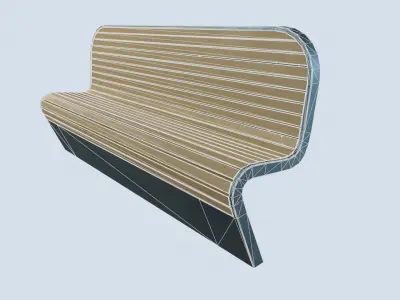 Street bench low poly pbr game ready Low-poly 3D model 4