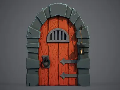 Stylized Medieval Door Low-poly 3D model