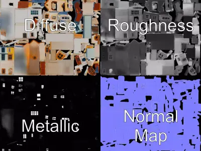 Charming Townhouse Faade model pack Low-poly 3D model