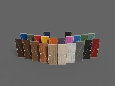PBR Wood Door B5 Low-poly 3D model