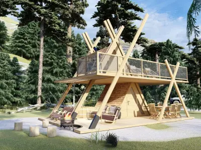 A1 Glamping  A frame Tower 3d model 3D model