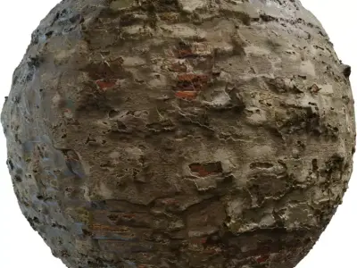 Crumbling Plaster Over Brick Texture