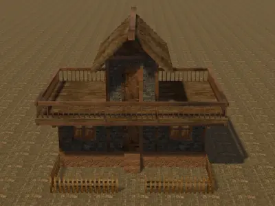 Medieval house eight 16 Low-poly 3D model