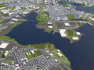 Baltimore 50x50km City Map Model 3D model