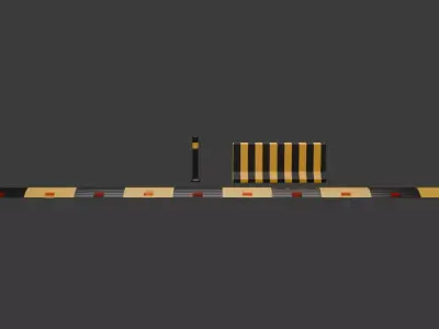 Game Ready Road Props Low Poly Low-poly 3D model