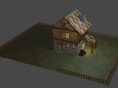 medieval village house Low-poly 3D model