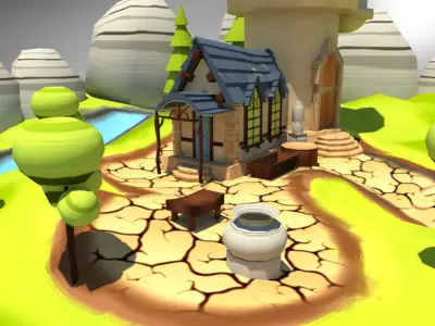 Castle Environment for games and animated videos Low-poly 3D model