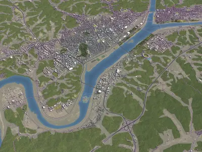 Andong - 3D City Model Low-poly 3D model