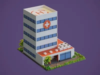 Hospital Buildings Low-poly 3D model