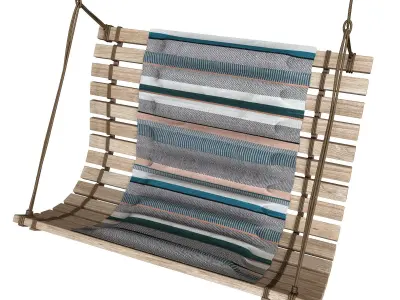 Swings seat with hanging ropes 3D model