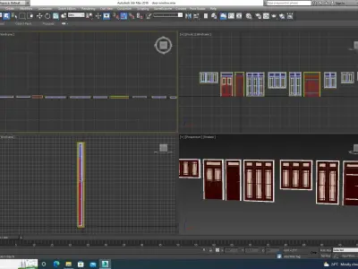 Timber door window 3D model