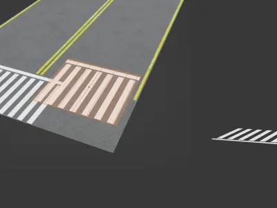 Simple Modular Street and Roads  Low-poly 3D model