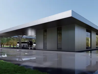 bus station Low-poly 3D model