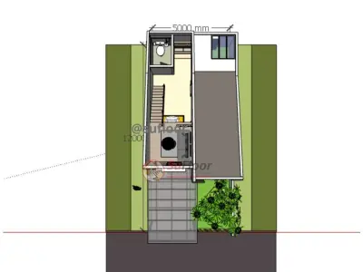 House 5x12m code 423 - Sketchup 3D model