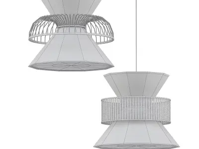 PELLA two pendant lights gold 3D model