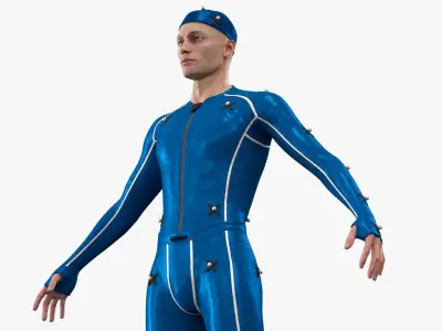  Actor in Motion Capture Suit Blue 