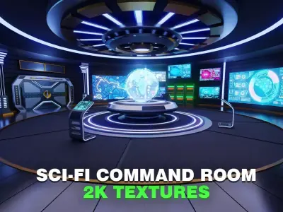 Sci-Fi Command Room Interior 3D Model Low-poly 3D model