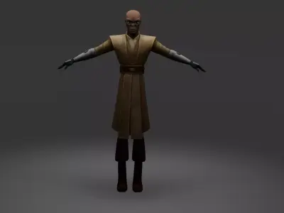 Mace Windu Clone Wars Style Low-poly 3D model