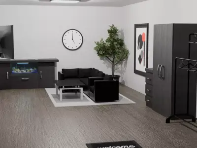 Modern Black White Room 3D model