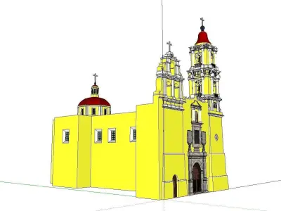 Architecture-Religion-God-Culture-Temple-0121 church with two... 3D model