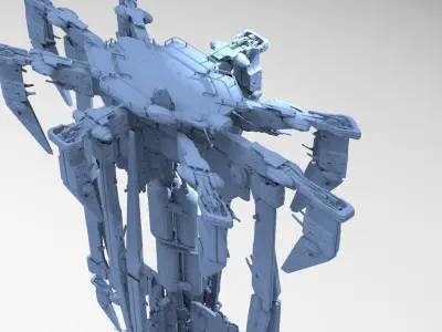 Alien Sci-fi base platforms 12  3D model