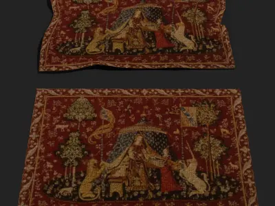  Lady and Unicorn Medieval Tapestry Low-poly 3D model