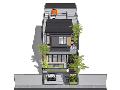 3D Model Modern Minimalist 3 Story House Contemporary 3D model