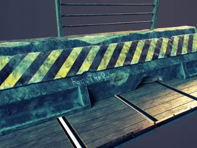 Metal - Concrete Barrier Low-poly 3D model