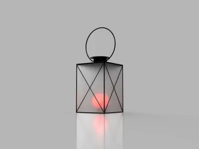 Dark Lantern with structured glass and a red lightbulb Low-poly 3D model