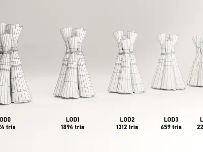 Sheaf of hay Low-poly 3D model