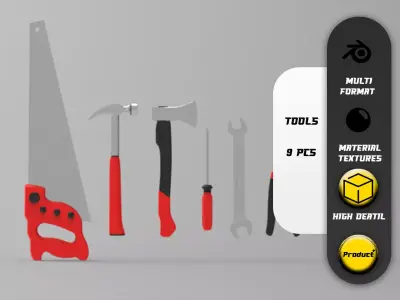 Tools Collection - 9Pcs 3D model